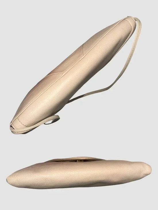 Kate Landry 2-Way Shoulder Bag Beige Pebbled Leather Turn Lock Envelope Clutch - Picture 8 of 11